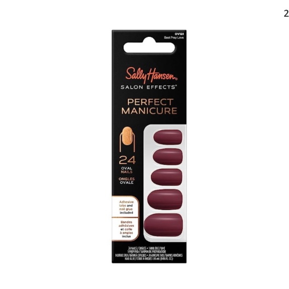 NIB- Sally Hansen Perfect Manicure Press On Nails. Beet, Pray, Love